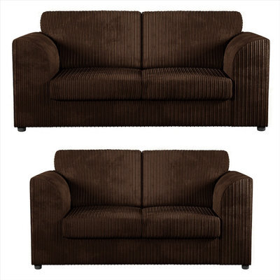 Jumbo Cord Full Back 3+2 Seater Sofa Set Chocolate