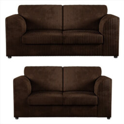 Jumbo Cord Full Back 3+2 Seater Sofa Set Chocolate