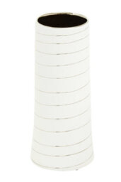 Orsina Haldis Small White Silver Stripe Ceramic Vase - thumbnail 2