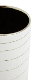 Orsina Haldis Small White Silver Stripe Ceramic Vase - thumbnail 3