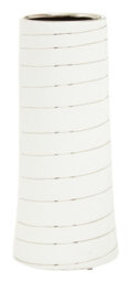 Orsina Haldis Small White Silver Stripe Ceramic Vase