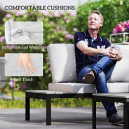 Outsunny 4 Seater Garden Corner Sofa Set With Removable Thick Cushions Grey - thumbnail 6