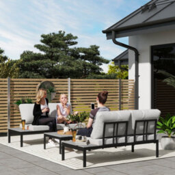 Outsunny 4 Seater Garden Corner Sofa Set With Removable Thick Cushions Grey - thumbnail 1