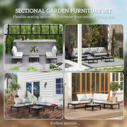 Outsunny 4 Seater Garden Corner Sofa Set With Removable Thick Cushions Grey - thumbnail 4