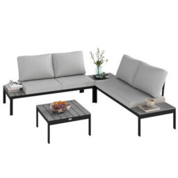 Outsunny 4 Seater Garden Corner Sofa Set With Removable Thick Cushions Grey - thumbnail 2