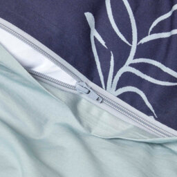 Homescapes Blue Leaf Digitally Printed Cotton Duvet Cover Set, Super King - thumbnail 4