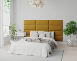 Aspire Easymount Wall Mounted Upholstered Panels, Modular Diy Headboard In Plush Velvet Fabric, Ochre (Pack Of 2) - thumbnail 4