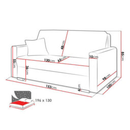 Viva Piano Iii Sofa Bed With Bedding Storage Upholstered Freestanding Back Wooden Legs 153X100X85Cm White - thumbnail 6