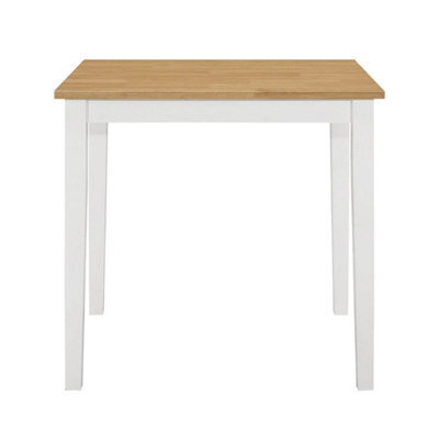 Small Dining Table In White & Oak Finishing, Solid Wood Breakfast Kitchen Table - image 1