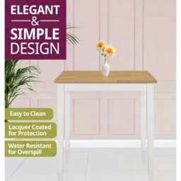 Small Dining Table In White & Oak Finishing, Solid Wood Breakfast Kitchen Table - thumbnail 3