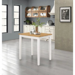 Small Dining Table In White & Oak Finishing, Solid Wood Breakfast Kitchen Table - thumbnail 6