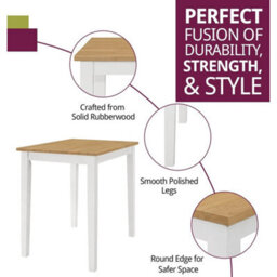Small Dining Table In White & Oak Finishing, Solid Wood Breakfast Kitchen Table - thumbnail 5