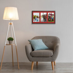 AK Frames 40X20Cm Walnut Sleek Multi Photo Frame With Crimson Mount - Holds 3 Apertures (3X) 6X4 Photos - thumbnail 3