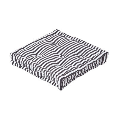 Homescapes Cotton Black Thin Stripe Floor Cushion, 40 X 40 Cm - image 1