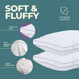 Nod Off 100% Egyptian Cotton Bed Pillow Extra Filling For The Best Sleep Hypoallergenic Dust Mite Resistant Hotel Pillows - Pack Of 1 - thumbnail 6