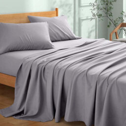 Ameha Flat Sheet 100% Egyptian Cotton Bedsheet Breathable Non Iron Fade Resistant Hotel Quality Grey Super King Size 270X310 Cm - thumbnail 4