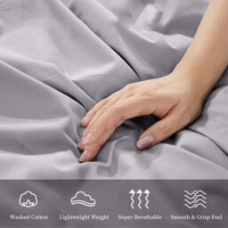 Ameha Flat Sheet 100% Egyptian Cotton Bedsheet Breathable Non Iron Fade Resistant Hotel Quality Grey Super King Size 270X310 Cm - thumbnail 6
