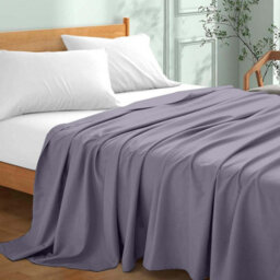 Ameha Flat Sheet 100% Egyptian Cotton Bedsheet Breathable Non Iron Fade Resistant Hotel Quality Grey Super King Size 270X310 Cm - thumbnail 3