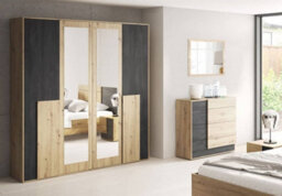 Arte Elegant Bafra Hinged Door Wardrobe W2000mm H2030mm D650mm - Oak Artisan & Norwegian Pine Finish - thumbnail 2