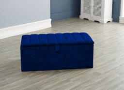 Urban Textures Plush Velvet Panelled Ottoman Storage Box - Navy