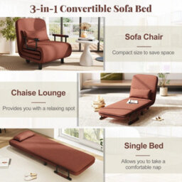 Single Folding Sofa Bed Chair Modern Fabric Sleep Function Holder - thumbnail 4