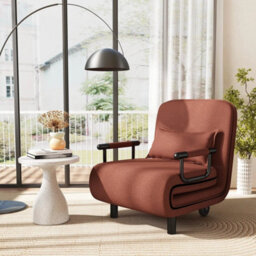 Single Folding Sofa Bed Chair Modern Fabric Sleep Function Holder - thumbnail 1