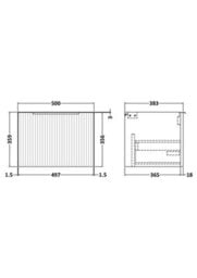 Hudson Reed Fluted Wall Hung 1-Drawer Vanity Unit, Compact Modern Vanity Unit In Bathroom With Finger Pull Handle Design - thumbnail 2