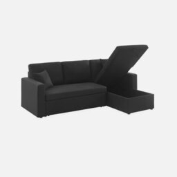 Sweeek. 3-Seater Reversible Corner Sofa Bed With Storage Convertible Smile Black 213.5X136.5X83 Cm - thumbnail 7