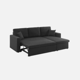 Sweeek. 3-Seater Reversible Corner Sofa Bed With Storage Convertible Smile Black 213.5X136.5X83 Cm - thumbnail 8