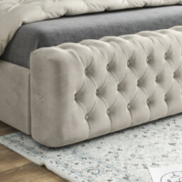 Marino Mirror Upholstered Soft Velvet Bed Frame - Cream - thumbnail 3