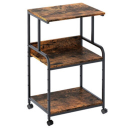 Huhote 3 Tier Large Brown Rolling Printer Cart With Wheels Storage Printer Stand Multifunctional Trolley For Office Home Kitchen - thumbnail 9
