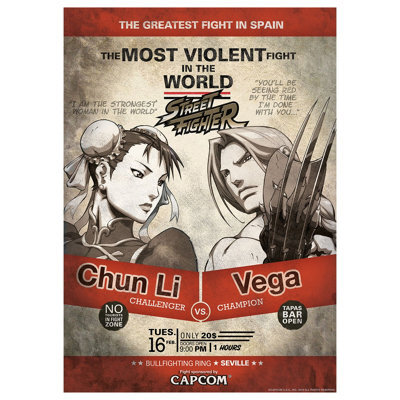 Street Fighter Limited Edition Chun Li Vs Vega A3 Art Print