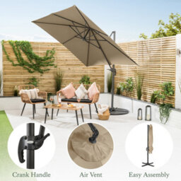 Christow Aluminium 2.5M Cantilever Garden Patio Parasol - thumbnail 3