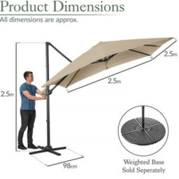 Christow Aluminium 2.5M Cantilever Garden Patio Parasol - thumbnail 7