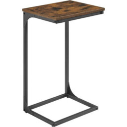 Songmics C-Shape Sofa Side Table, Industrial Metal Frame Bedside Table, Living Room Furniture, Rustic Brown And Black - thumbnail 9