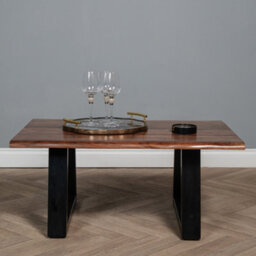 Elm Home And Garden Solid Mango Wooden Live Edge Coffee Table Dark Oak Finish Metal  43Cm High X 95Cm Wide X 65Cm Deep - thumbnail 2