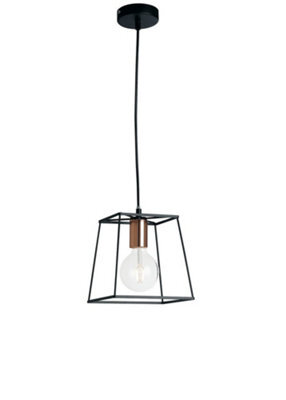 Luminosa Lighting Luminosa Harlem Wire Frame Pendant Ceiling Light Black 22X22X18Cm