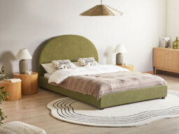 Beliani Bed Boucle Vaucluse 140 X 200 Cm (Eu Double) Olive Green - thumbnail 2
