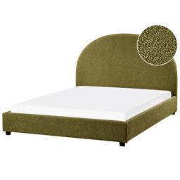 Beliani Bed Boucle Vaucluse 140 X 200 Cm (Eu Double) Olive Green - thumbnail 1