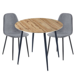 Hallowood Furniture Cullompton Round Dining Table With Light Oak Effect Top (90Cm) With 2 Chairs - thumbnail 8