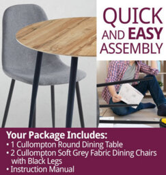 Hallowood Furniture Cullompton Round Dining Table With Light Oak Effect Top (90Cm) With 2 Chairs - thumbnail 7