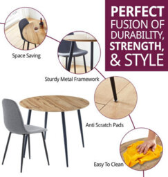 Hallowood Furniture Cullompton Round Dining Table With Light Oak Effect Top (90Cm) With 2 Chairs - thumbnail 2