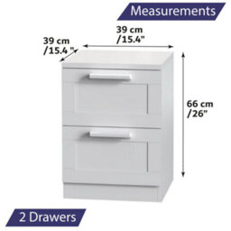 Home Treats Beside Table White Wooden 2 Drawer Side Table Oslo Range Under Desk Drawers Bedside Table - thumbnail 3