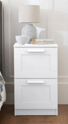 Home Treats Beside Table White Wooden 2 Drawer Side Table Oslo Range Under Desk Drawers Bedside Table - thumbnail 2