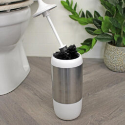 Showerdrape Elite White Chrome Toilet Brush & Holder - thumbnail 4