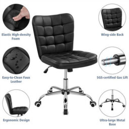 Yaheetech Modern Desk Chair With Adjustable Seat Height - Black - thumbnail 4