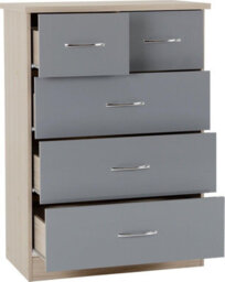 Seconique Nevada 3+2 Drawer Chest In Grey Gloss Light Oak Effect Veneer - thumbnail 2