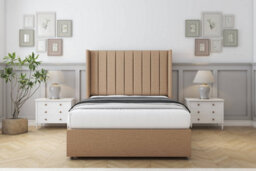 "Sloomy Falcon Latte Dumfries Divan Bed Base No Drawers With 54"" Wingback Headboard 2'6 Small Single" - thumbnail 2
