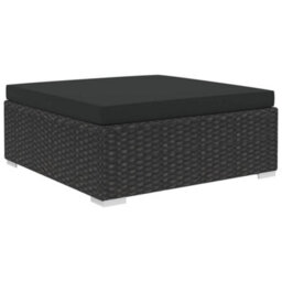Berkfield 6 Piece Garden Lounge Set With Cushions Poly Rattan Black - thumbnail 6