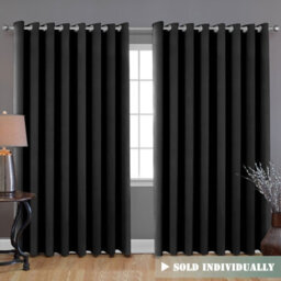 Ameha Black Plain Blackout Curtain 66''x72'',ringtop Ready Made Thermal Insulated Eyelet Top Bedroom Living Room Decor - thumbnail 2